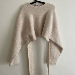 Zara cut out wrap around tie knit cropped sweater